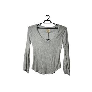 Chaser Womens Pullover Long Sleeves Tee Heather Gray New With Flaws Medium